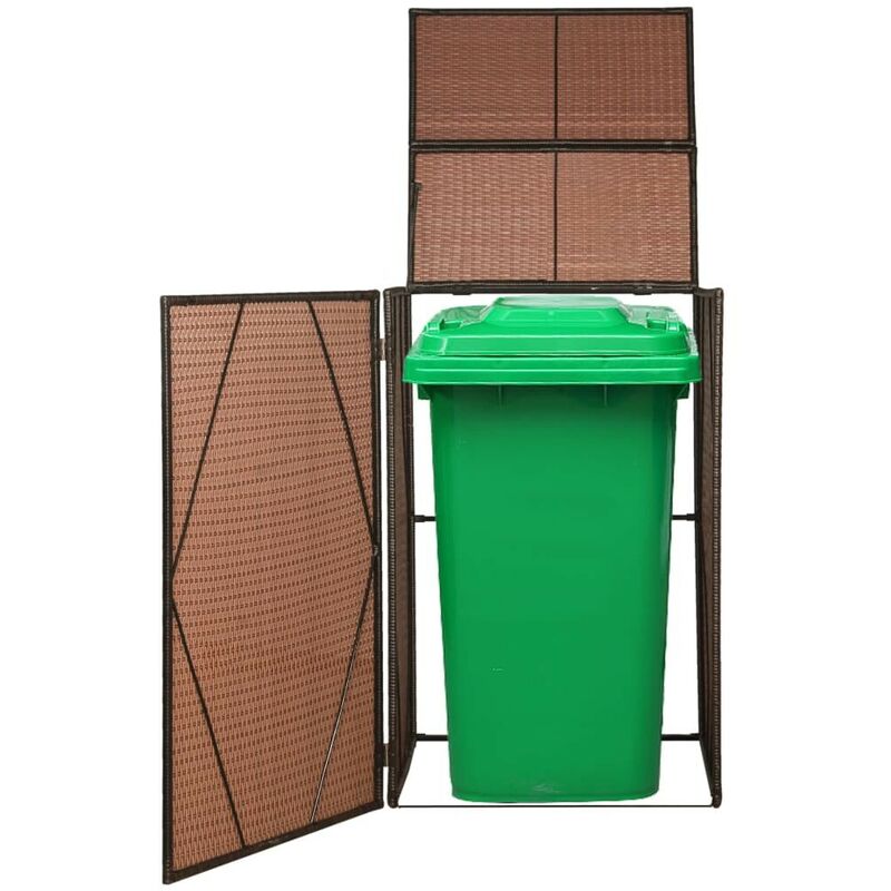 

Hommoo - Cobertizo contenedor de basura poli ratán marrón 76x78x120 cm