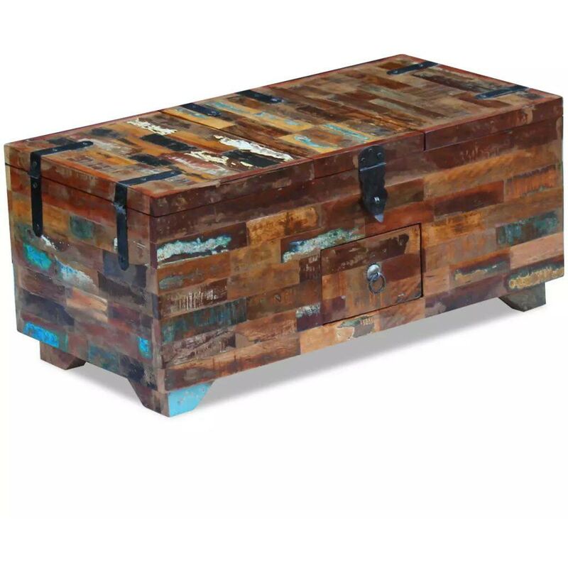 Hommoo - Coffre table basse Bois de recuperation massif 80 x 40 x 35 cm HDV09728