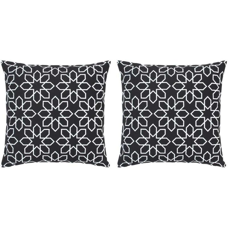 

Cojines con estampado 2 unidades algodón negro y blanco 40x40cm - Hommoo