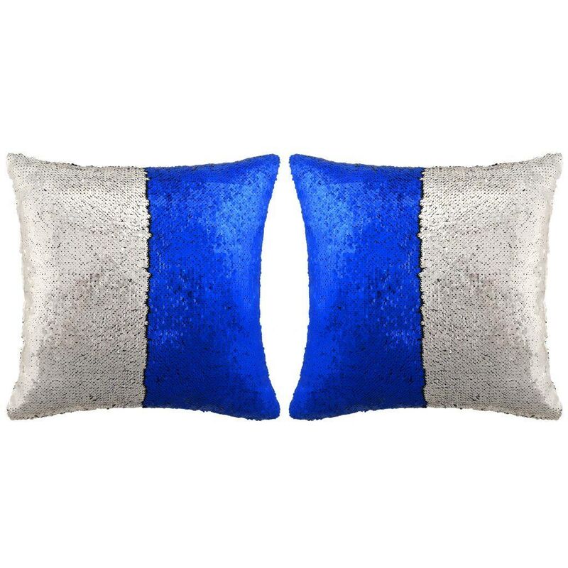 

Cojines con lentejuelas 2 unidades 60x60 cm azul y plata - Hommoo