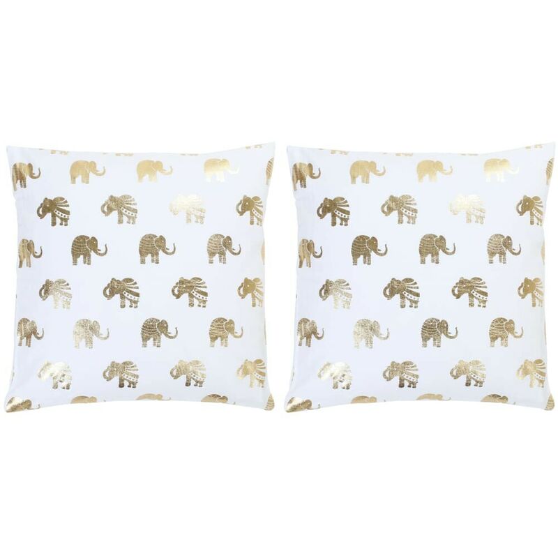 

Hommoo Cojines estampado metálico 2 uds algodón blanco dorado 40x40 cm