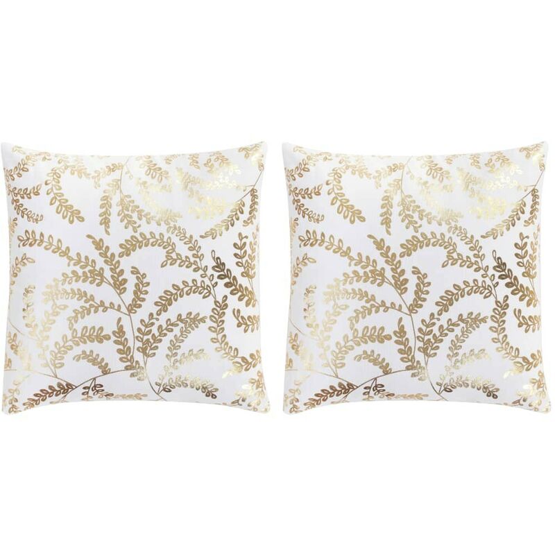 

Cojines estampado metálico 2 uds algodón blanco dorado 40x40 cm - Hommoo