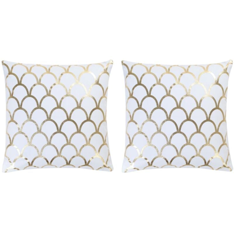 

Cojines estampado metálico 2 uds algodón blanco dorado 40x40 cm - Hommoo