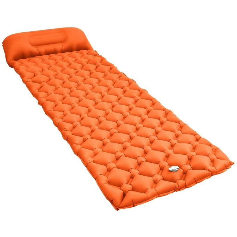 

Colchón de aire inflable con almohada naranja 58x190 cm - Hommoo