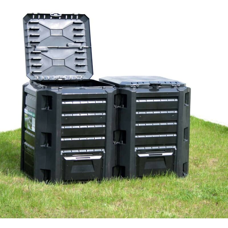 Hommoo - Composteur de jardin Noir 1600 l