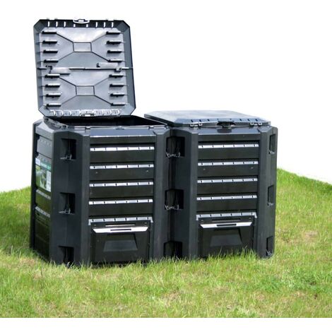 Hommoo Composteur de jardin Noir 800 L
