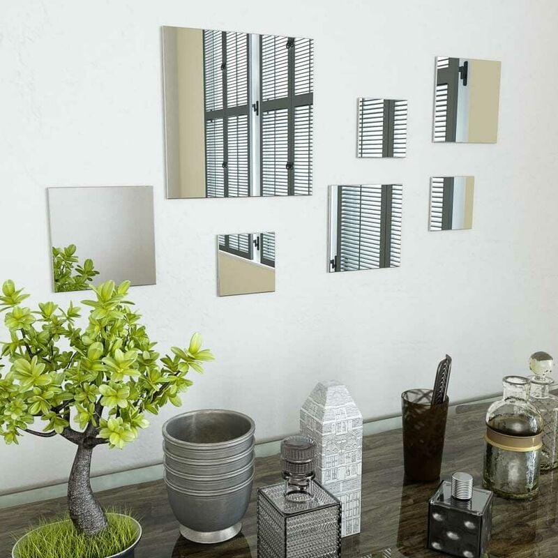 

Conjunto de espejos de pared cuadrados vidrio 7 piezas - Hommoo