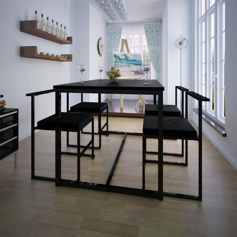 

Conjunto de mesa de comedor y sillas 5 piezas negro - Hommoo