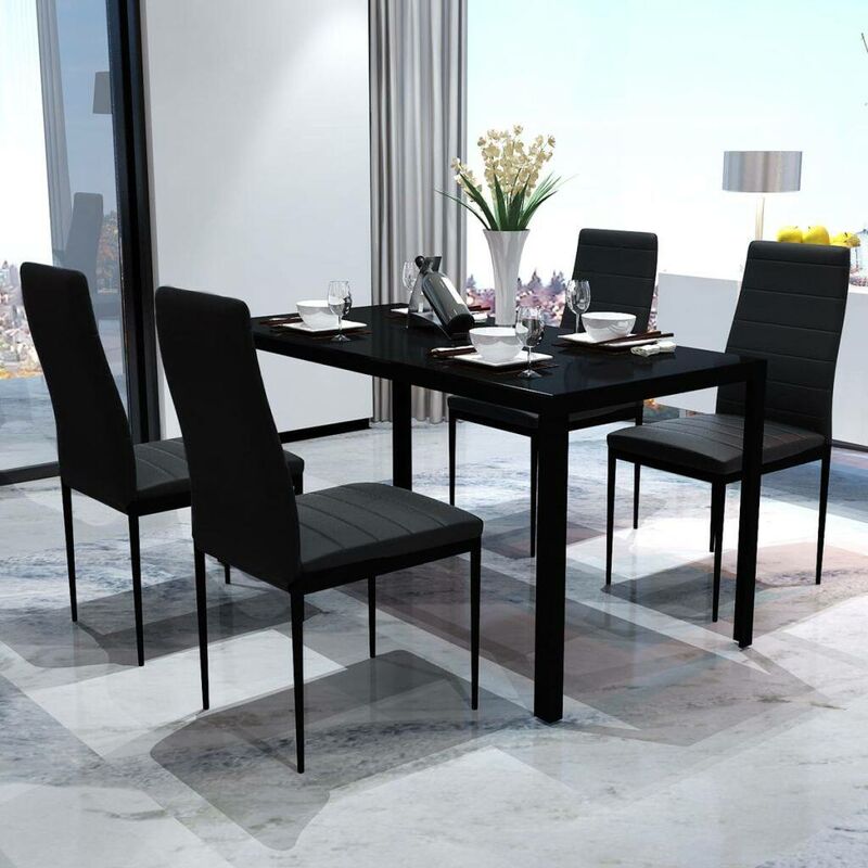 

Conjunto de mesa y sillas de comedor 5 piezas negro - Hommoo