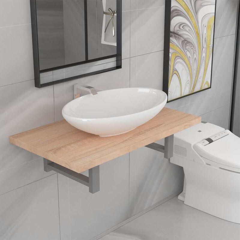 

Conjunto de muebles de baño 2 piezas cerámica roble - Hommoo