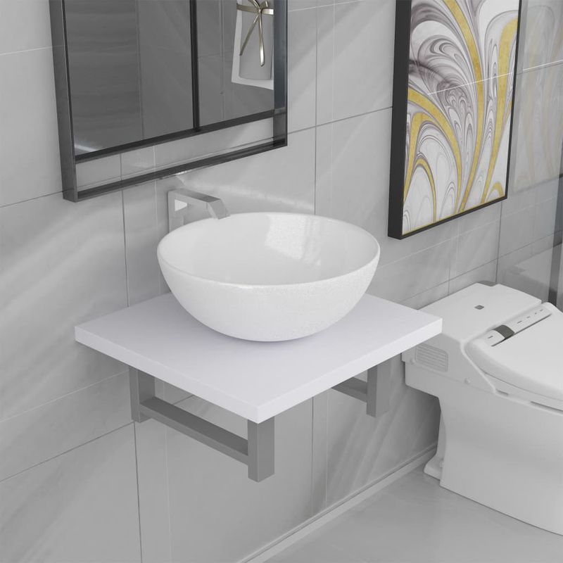 

Conjunto de muebles de baño 2 piezas cerámica blanco - Hommoo