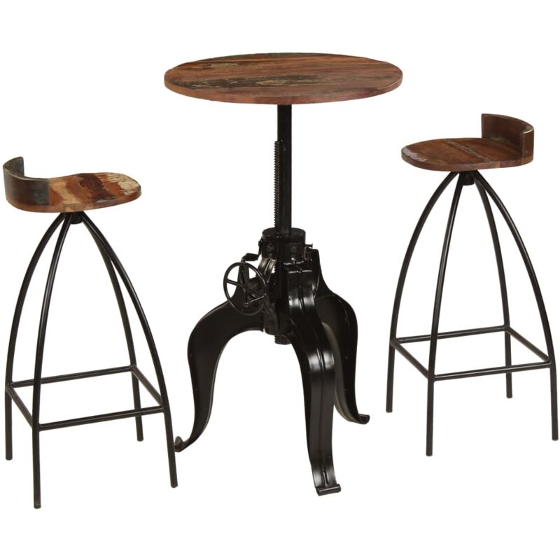 

Conjunto de muebles de bar 3 piezas madera maciza reciclada - Hommoo