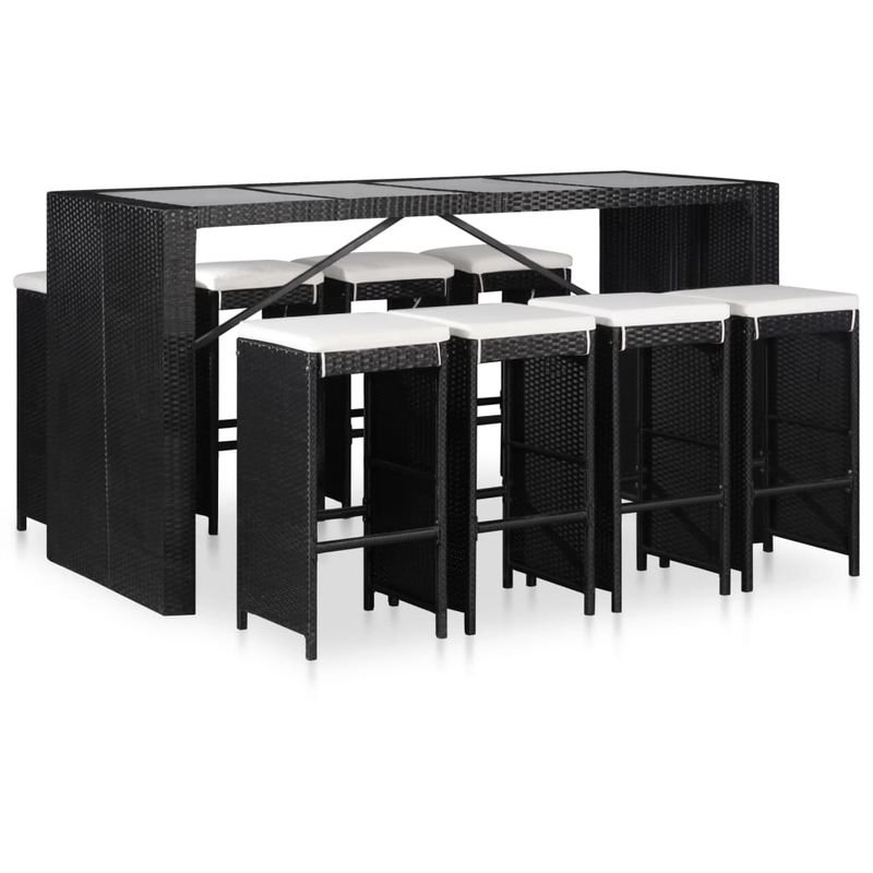 

Conjunto de muebles de jardín 9 piezas ratán sintético negro - Hommoo