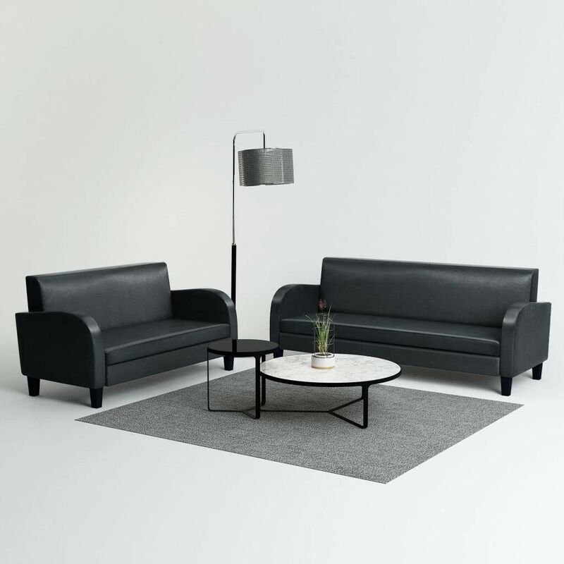 

Hommoo Conjunto de sofás de 2 piezas de cuero artificial negro