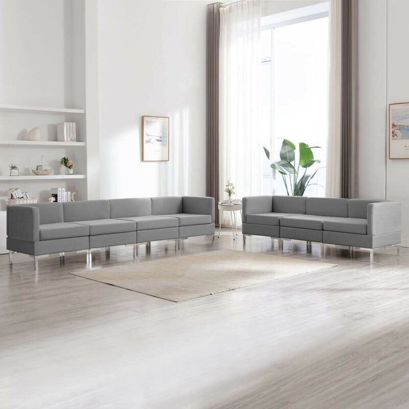 

Conjunto de sofás de 7 piezas tela gris claro - Hommoo
