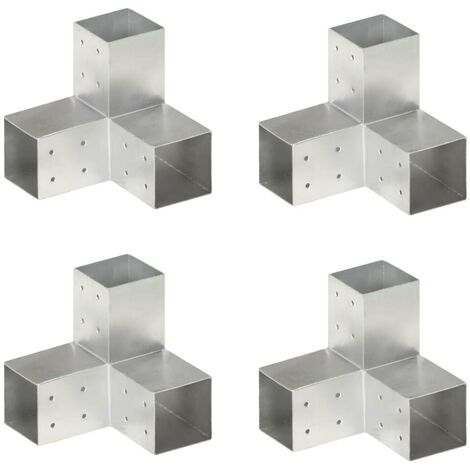 Hommoo Connecteurs de poteau 4 pcs Forme en Y Metal galvanise 81x81 mm