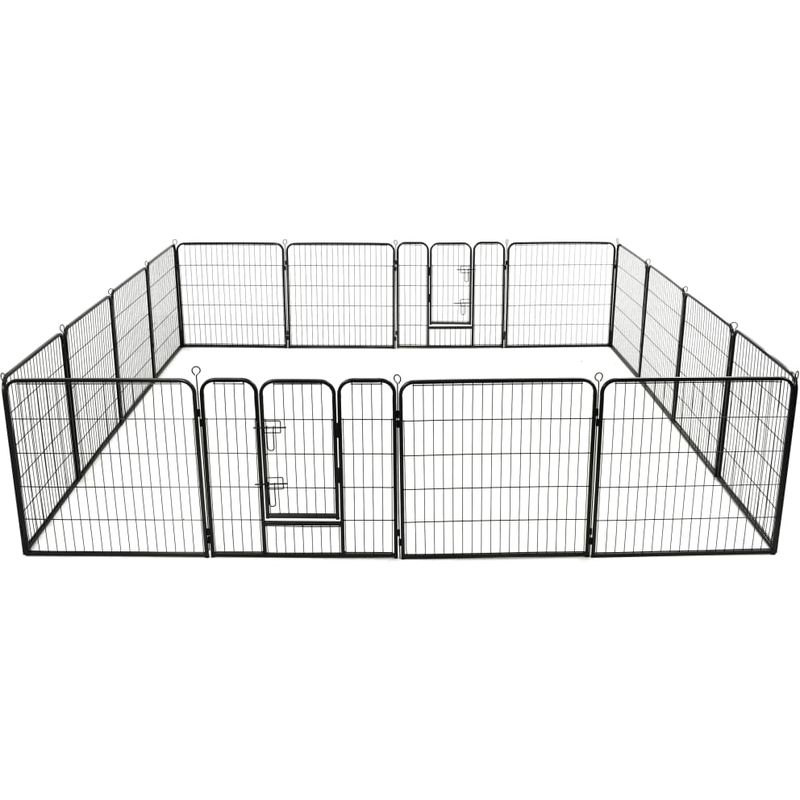 

Corral para perros 16 paneles de acero 80x80 cm negro - Hommoo