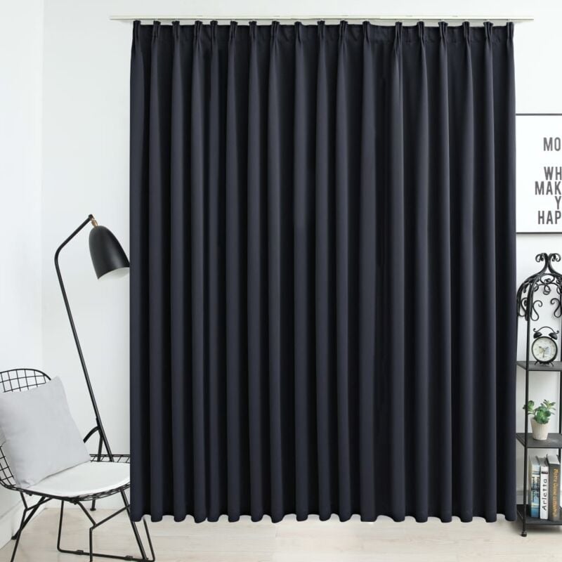 

Cortina opaca con ganchos negro 290x245 cm - Hommoo