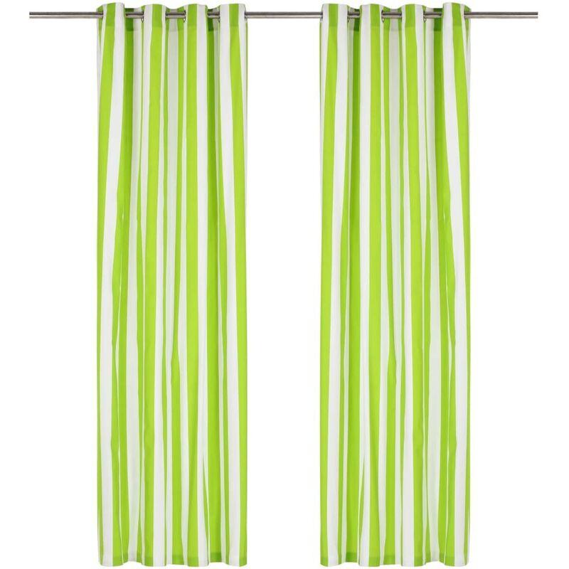 

Cortinas con anillas de metal 2 pzas tela verde rayas 140x225cm - Hommoo