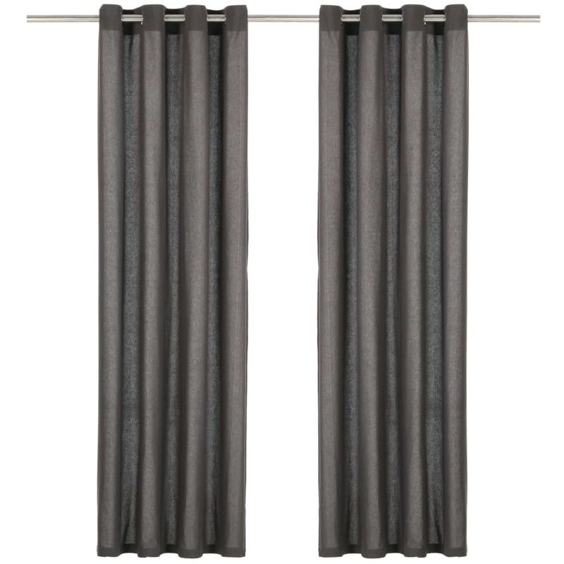 

Cortinas con anillas de metal 2 uds algodón antracita 140x245cm - Hommoo