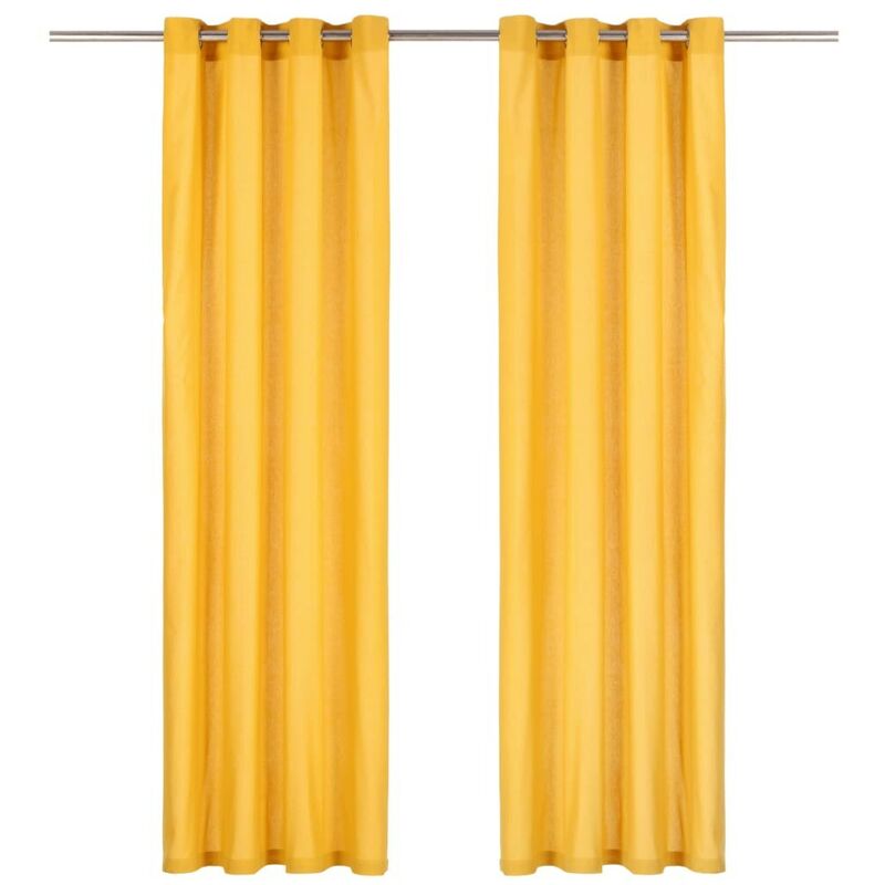 

Cortinas con anillas de metal 2 uds algodón amarillo 140x225 cm - Hommoo