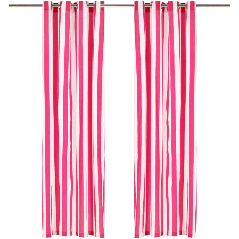 

Cortinas con aros de metal 2 pzas tela rosa a rayas 140x225 cm - Hommoo