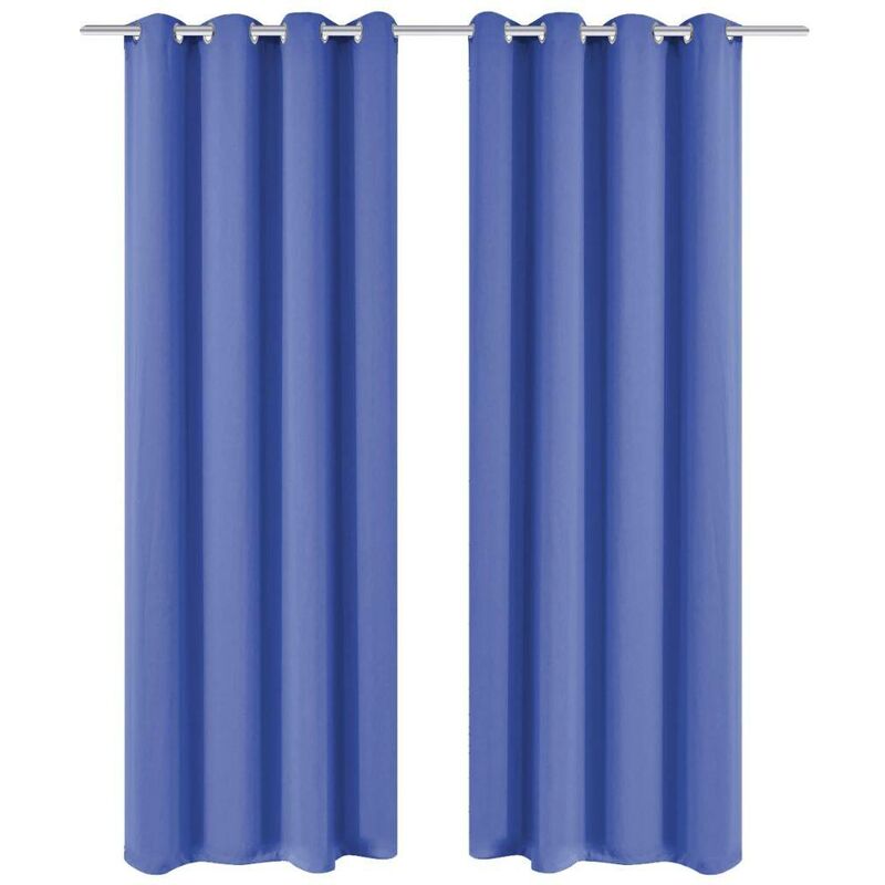 

Cortinas opacas 2 piezas con ojales de metal 135x245cm azul - Hommoo
