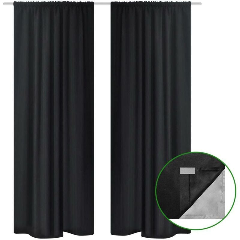 

Cortinas opacas 2 piezas doble capa 140x175 cm negra - Hommoo