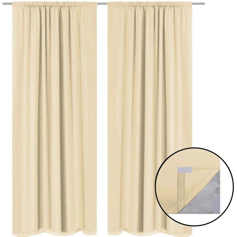 

Cortinas opacas 2 unidades doble capa 140x245 cm beis - Hommoo