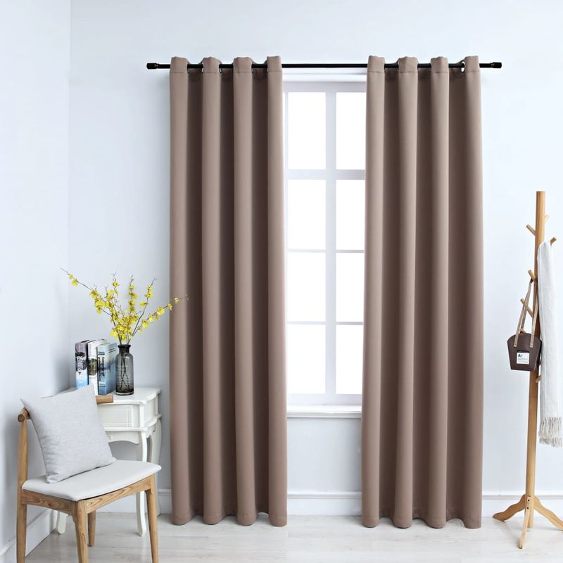 

Cortinas opacas con anillas de metal 2 pzs gris topo 140x245 cm - Hommoo