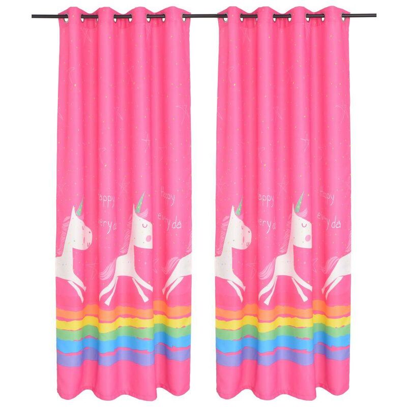 

Cortinas opacas con estampado de niños 2 piezas 140x240cm rosa - Hommoo