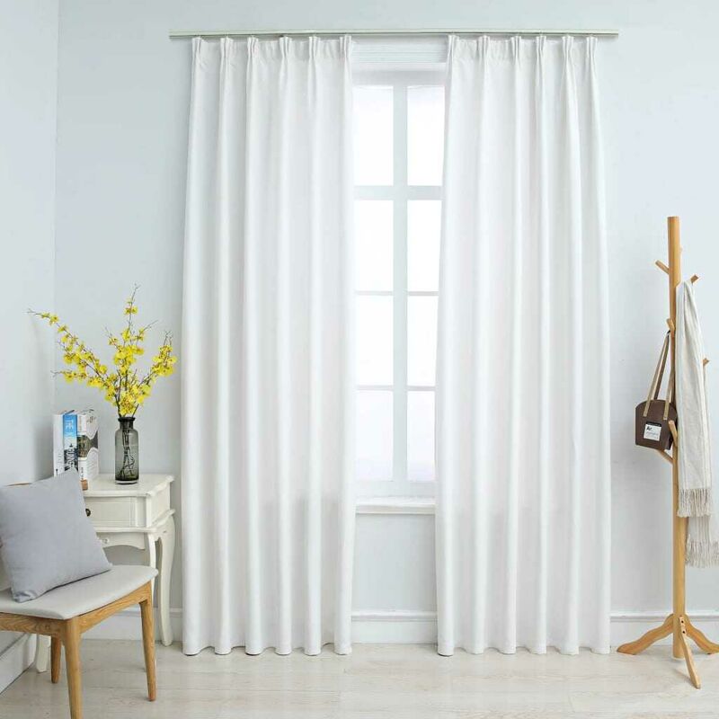 

Cortinas opacas con ganchos 2 piezas blanco crudo 140x225 cm - Hommoo