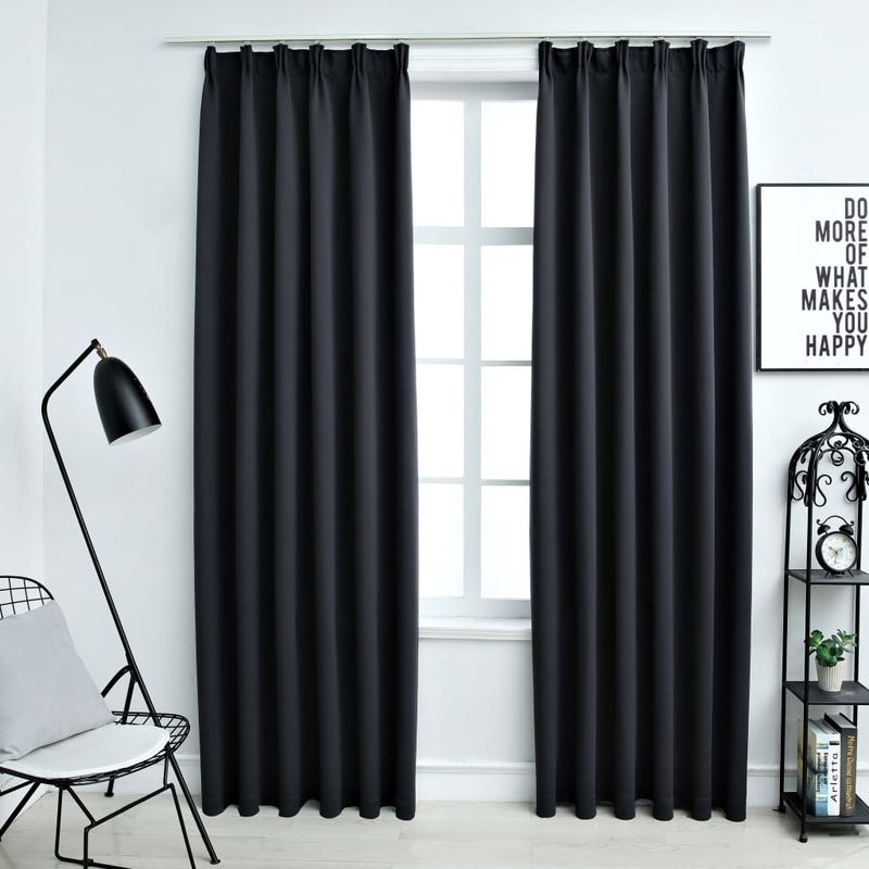 

Cortinas opacas con ganchos 2 piezas negro 140x225 cm - Hommoo