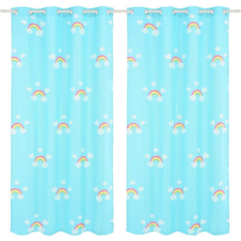

Cortinas opacas estampadas niños 2 uds 140x240 cm arcoiris azul - Hommoo