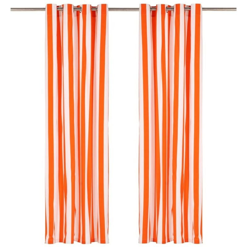 

Cortinas y aros de metal 2 piezas tela naranja rayas 140x245 cm - Hommoo