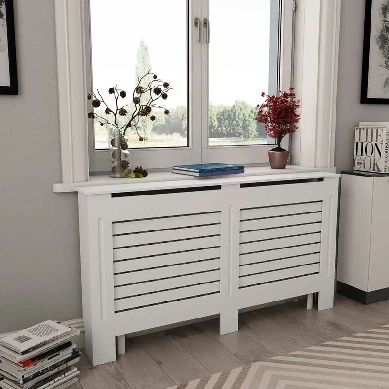 

Cubierta para radiador MDF blanco 152x19x81,5 cm - Hommoo