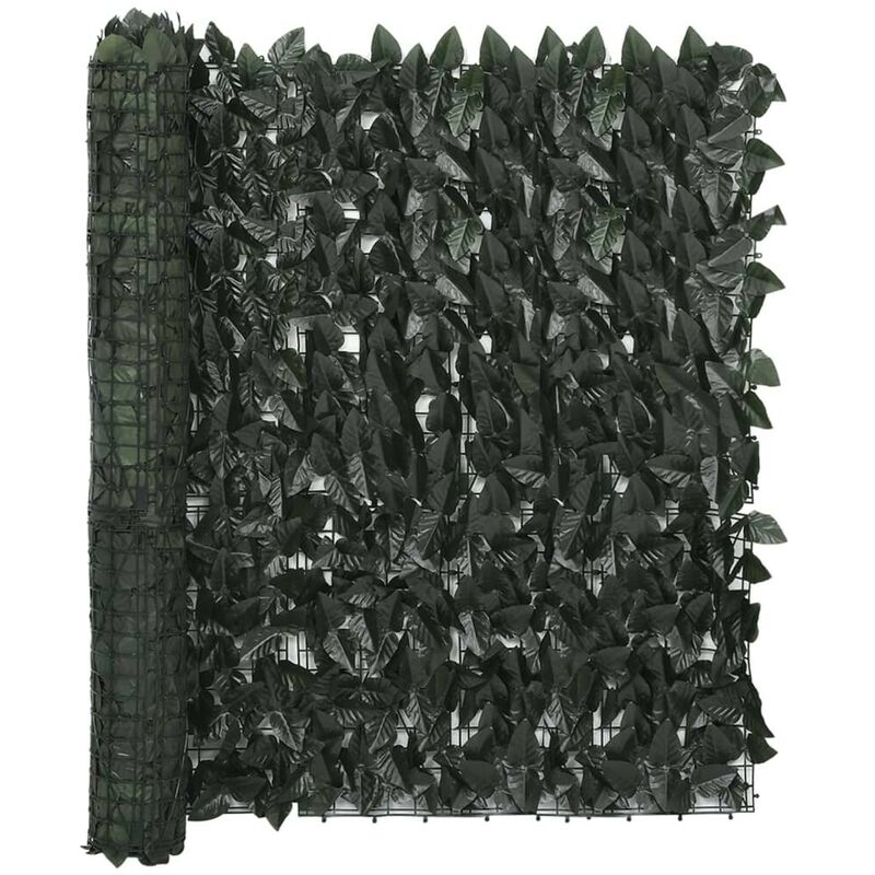 Ecran de balcon avec feuilles vert fonce 400x100 cm - Hommoo