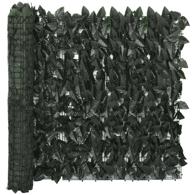 Hommoo ecran de balcon avec feuilles vert fonce 600x75 cm
