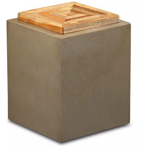 Hommoo End Table Reclaimed Teak and Concrete 35x35x45 cm VD11403