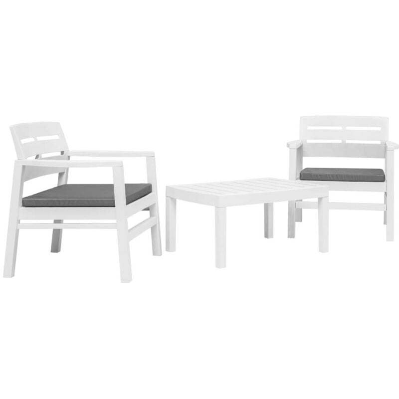 hommoo - ensemble de mobilier jardin 3 pcs plastique blanc hdv29750