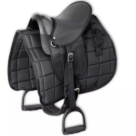 Hommoo Ensemble de selle Pony 10" Noir