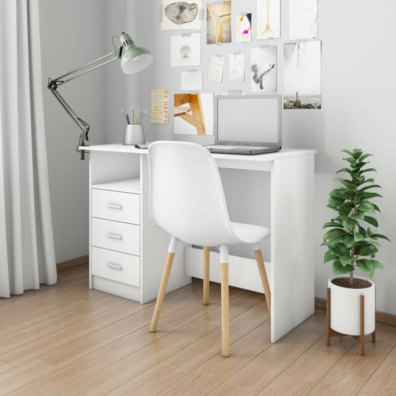 

Escritorio con cajones de aglomerado blanco 110x50x76 cm - Hommoo