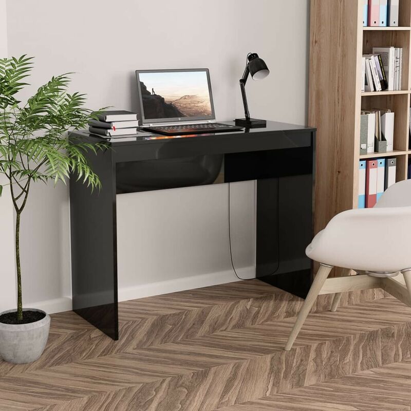 

Escritorio de aglomerado negro con brillo 90x40x72 cm - Hommoo