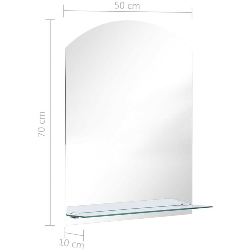 

Hommoo Espejo de pared con estante de vidrio templado 50x70 cm