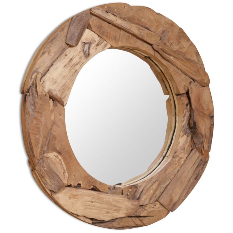 

Espejo decorativo de teca 80 cm redondo - Hommoo