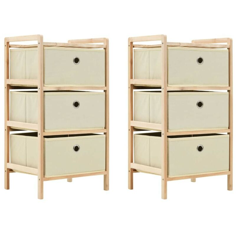 

Hommoo Estantería de madera de cedro con 3 cestas de tela 2 uds beige