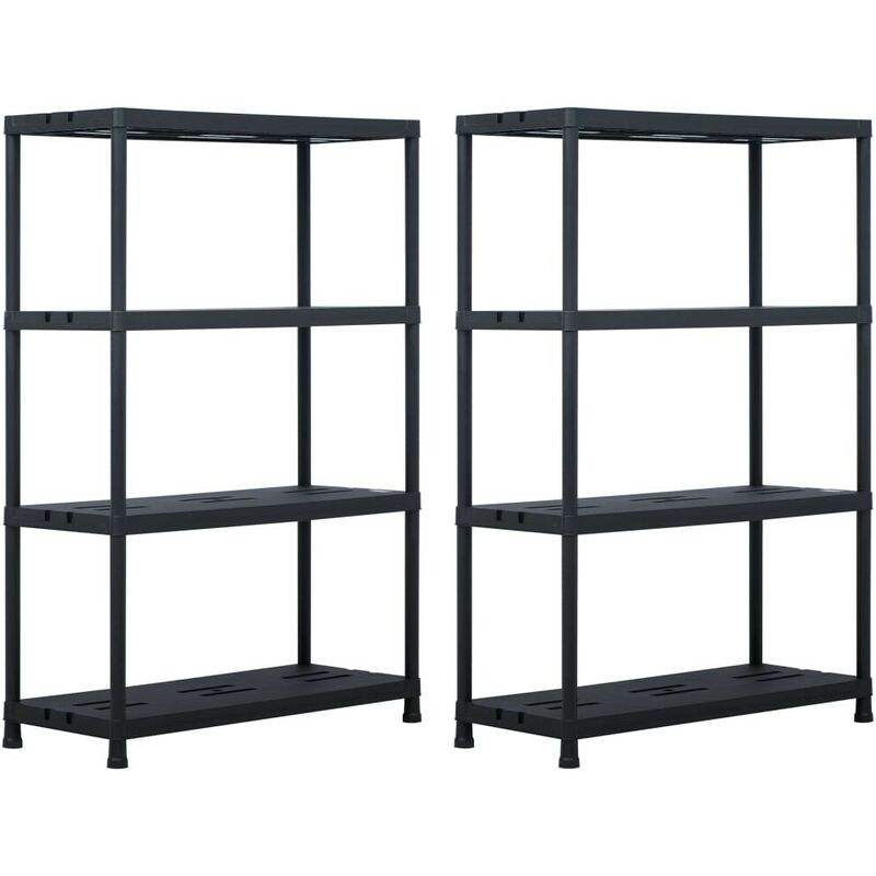 

Estantería de plástico 2 unidades 220 kg 90x40x138 cm negro - Hommoo