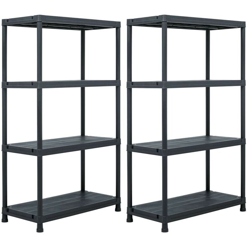 

Estantería de plástico 2 unidades 200 kg 80x40x138 cm negro - Hommoo