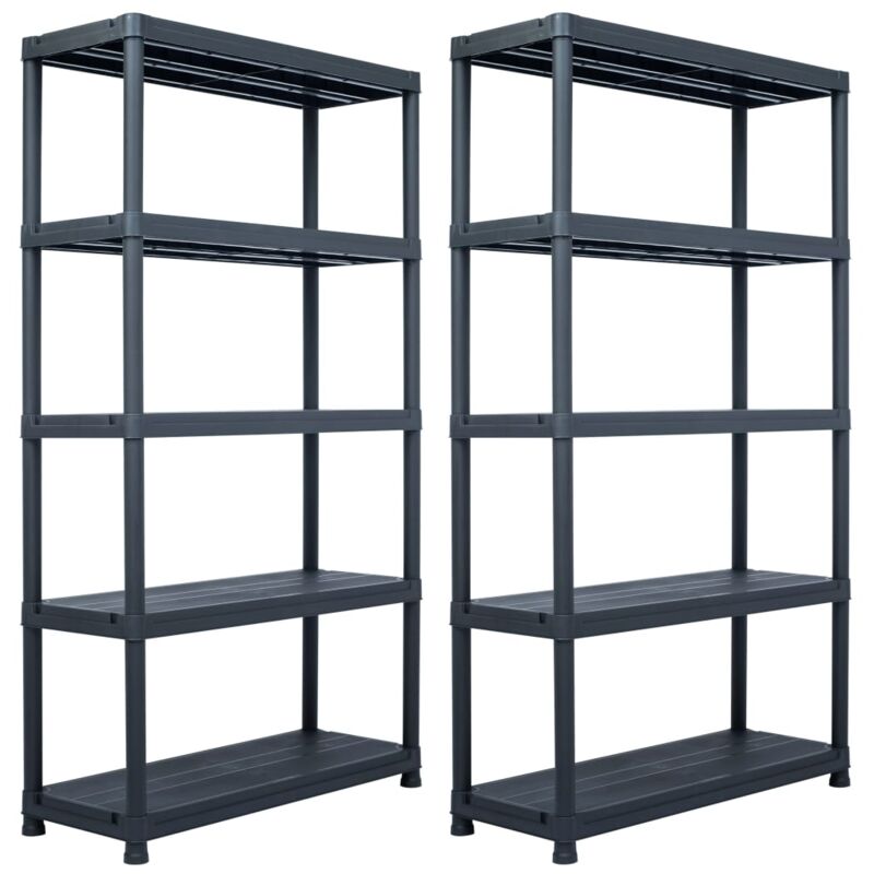 

Estantería de plástico 2 unidades 500 kg 100x40x180 cm negro - Hommoo