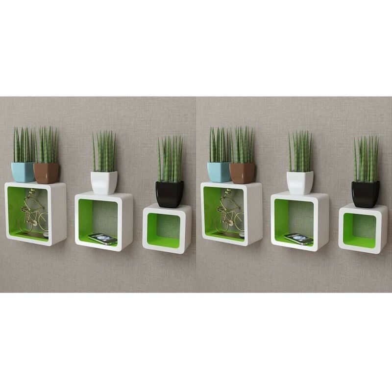 

Estanterías de cubos para pared 6 unidades blanco y verde - Hommoo